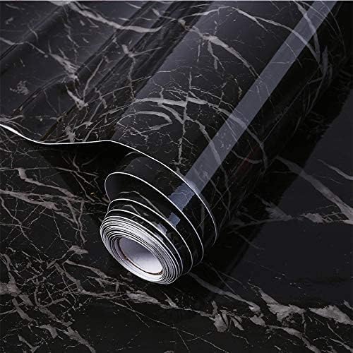 (Pack of 2) Self Adhesive Black Marble Sheet for Kitchen - Waterproof Anti Oil & Heat Resistant Wallpaper Sheet (2 Feet x 6.5 feet)