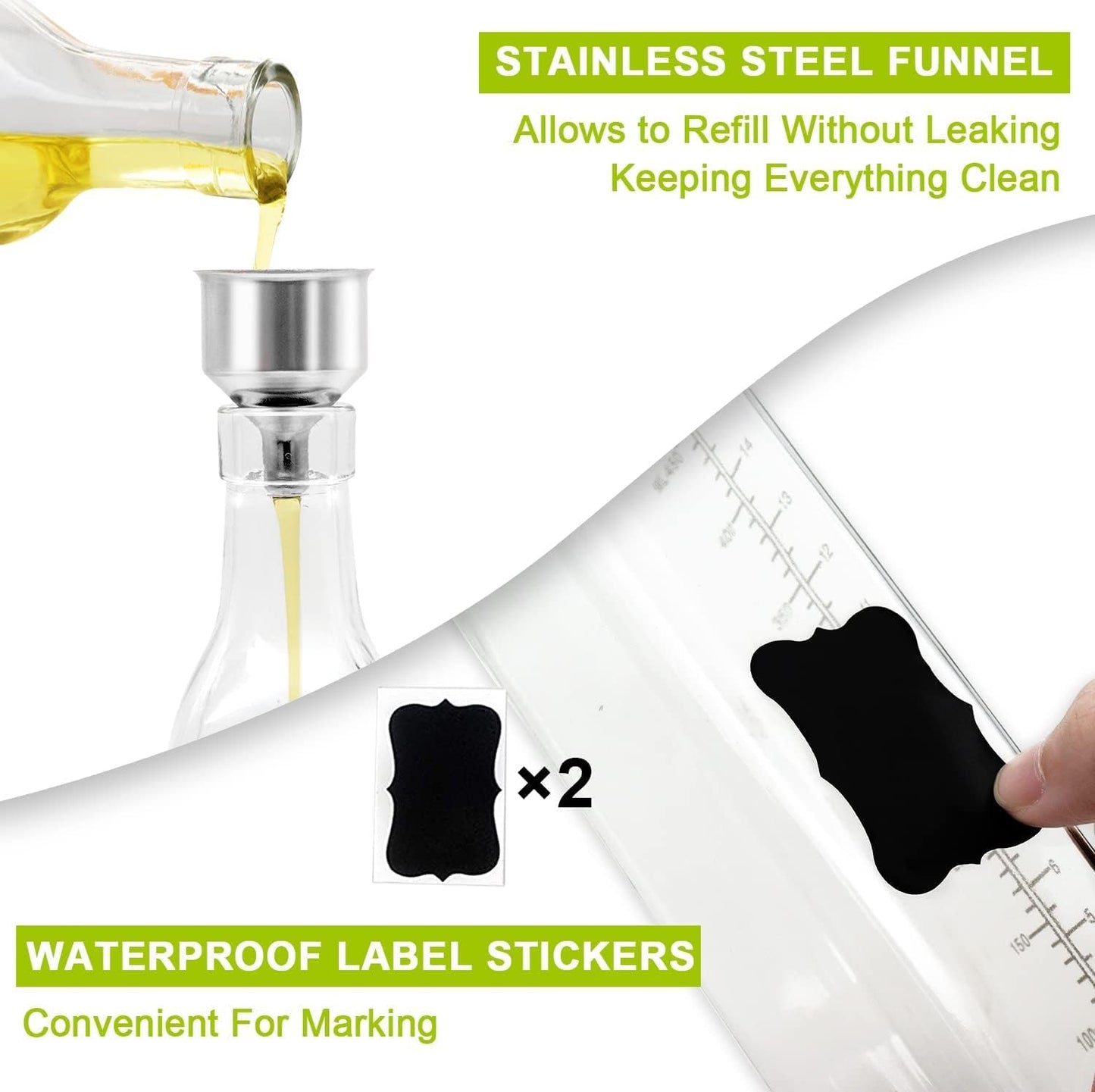 Bottle for Oil, Kitchen Supplies Leak Proof Tall Glass Dispenser - 500ml