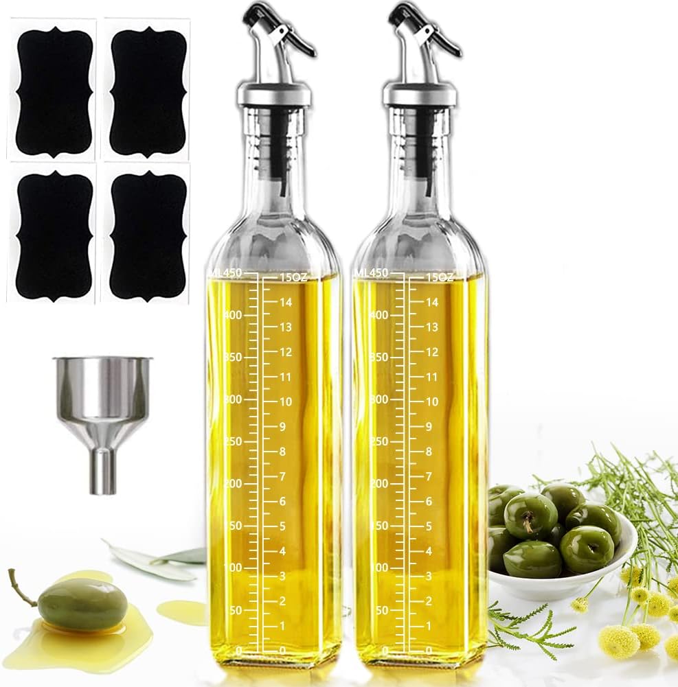Bottle for Oil, Kitchen Supplies Leak Proof Tall Glass Dispenser - 500ml